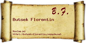 Butsek Florentin névjegykártya